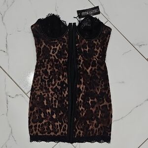 NWT Current Mood Leopard Print Sheer Mini Dress